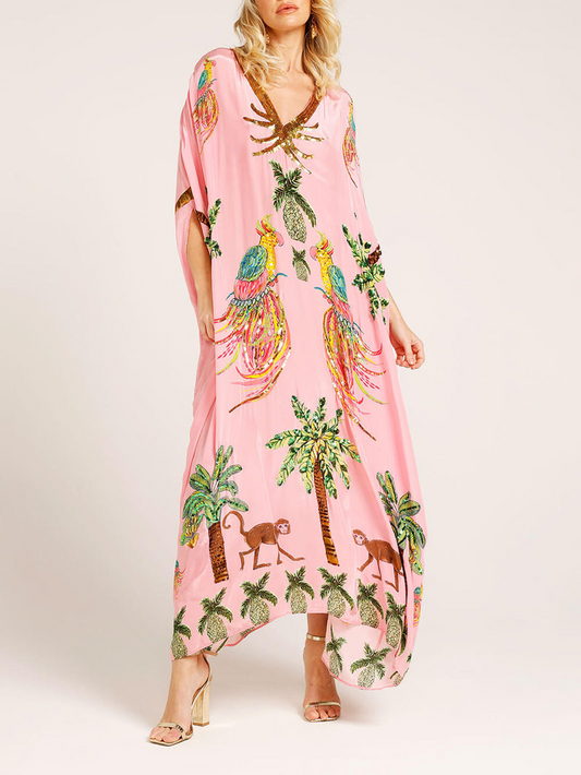 Luftiges Sommerkleid Mit Tropischem Flair Und Palmenprint – Perfekt Für Sonnige Strandtage